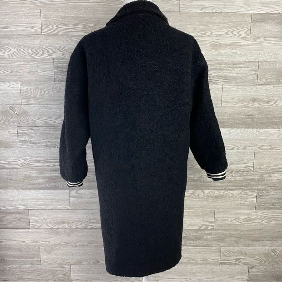 Ing2Ing Wool Blend Black & White Strip Long Coat - Picture 12 of 12